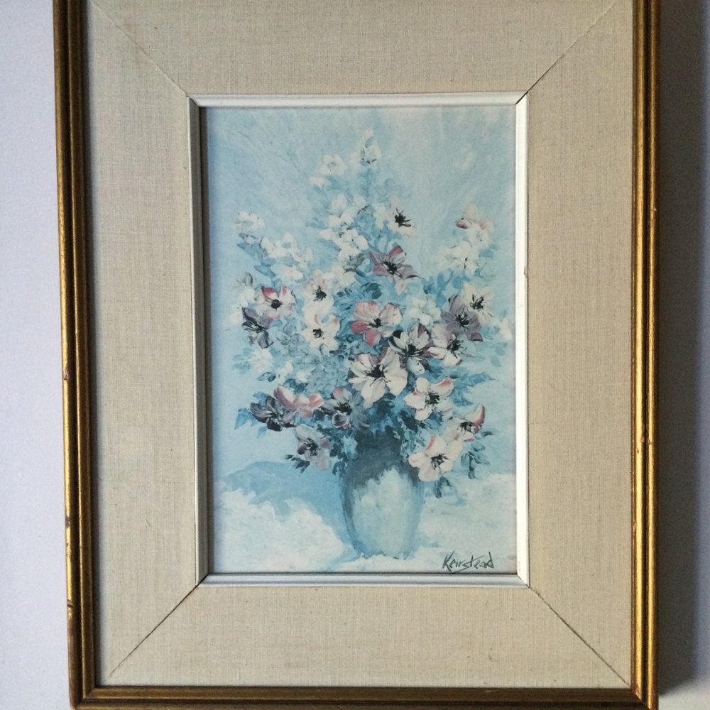 Keirstead Spring Bouquet flowers print matted framed no glass cover